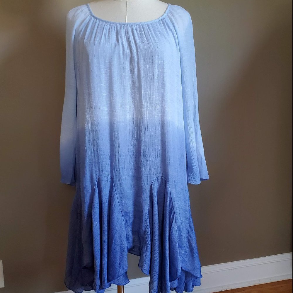 Indigo Soul ombré tie dye, long sleeve dress Large